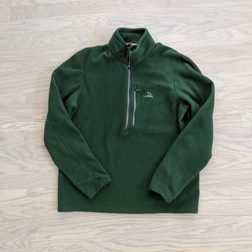 EUC L.L. Bean Slightly Fitted Half Zip Fleece Jacket, Green, Men's M